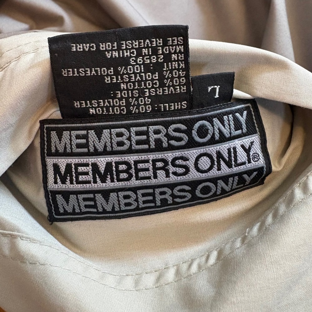 Members Only Mens Large Reversible Bomber Jacket Tan Gray Colorblock Full Zip - Picture 6 of 9